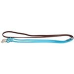 ****PHOTO SAMPLE*** $10 Aqua Blue Trail Reins with Brown Super Grip - 5 foot per side 10 foot overall with Snaps on Bit Ends