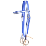 ****CLEARANCE ITEM*** $15 Blue Reflective Beta Biothane Western headstall with leather ties - Horse Size
