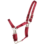 ****PHOTO SAMPLE*** $20 Burgundy Nylon 5 Snap Convertible Grooming Halter - Horse Size