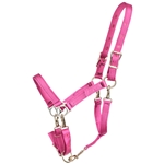 ****PHOTO SAMPLE*** $20 Raspberry Pink Nylon 5 Snap Convertible Grooming Halter - Horse Size
