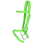 ****PHOTO SAMPLE*** $15 Lime Green Nylon Icelandic Bridle Headstall with Flash Noseband - Horse Size