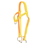 ****PHOTO SAMPLE*** $25 Yellow With Orange No Rub Padding Beta Biothane Western Headstall with Center Ring Browband -  Horse Size