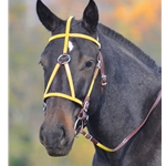 yellow(bright/canary)overlay MEDIEVAL BAROQUE WAR or PARADE BRIDLE made from BETA BIOTHANE (ANY 2 COLOR COMBO) 