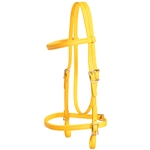 ****PHOTO SAMPLE*** $20 Sunflower Yellow Beta Biothane English Headstall with Pink Thread - Horse Size