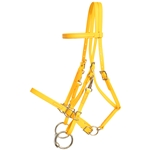 ****PHOTO SAMPLE*** $30 Sunflower Yellow Beta Biothane Halter Bridle with Bit Hangers Headstall with Pink Thread - Horse Size