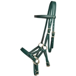 ****PHOTO SAMPLE*** $30 Hunter Green Beta Biothane Sidepull Bitless Bridle Headstall with Pink Thread - Horse Size