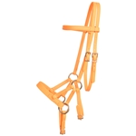 ****PHOTO SAMPLE*** $30 Mango Orange Beta Biothane Sidepull Bitless Bridle Headstall with Pink Thread - Horse Size