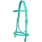 ****PHOTO SAMPLE*** $20 Turquoise Beta Biothane English Headstall with Pink Thread - Horse Size