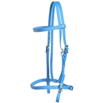 ****PHOTO SAMPLE*** $20 Sky/Light Blue Beta Biothane English Headstall with Pink Thread - Horse Size