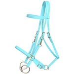 ****PHOTO SAMPLE*** $30 Baby Blue Beta Biothane Halter Bridle with Bit Hangers Headstall with Pink Thread - Horse Size