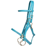 ****PHOTO SAMPLE*** $30 Aqua Blue Beta Biothane Quick Change Halter Bridle Headstall with Pink Thread - Horse Size