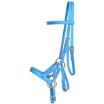 ****PHOTO SAMPLE*** $30 Sky/Light Blue Beta Biothane Sidepull Bitless Bridle Headstall with Pink Thread - Horse Size