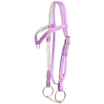 METALLIC LEATHER PADDED Beta Biothane Western Bridle with Center Ring Browband