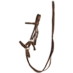 ****PHOTO SAMPLE*** $30 Brown Nylon Sidepull Bitless Bridle with Matching English Reins - Horse Size