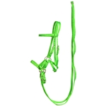 ****PHOTO SAMPLE*** $30 Lime Green Nylon Sidepull Bitless Bridle with Matching English Reins - Horse Size