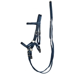 ****PHOTO SAMPLE*** $30 Navy Blue Nylon Sidepull Bitless Bridle with Matching English Reins - Horse Size