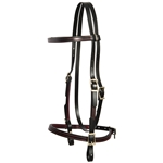 ****PHOTO SAMPLE*** $20 Black with Pink Thread Better Than Leather English Headstall  - Horse Size