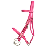 ****PHOTO SAMPLE*** $30 Raspberry/Magenta Pink Beta Biothane with Lime Green Thread Halter Bridle with Bit Hangers Headstall - Horse Size