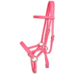 ****PHOTO SAMPLE*** $30 Bubblegum Pink Beta Biothane with Lime Green Thread Sidepull Bitless Headstall - Horse Size