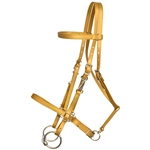****PHOTO SAMPLE*** $30 Gold Beta Biothane with LIME GREEN THREAD Halter Bridle with Bit Hangers Headstall - Horse Size