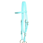 ****PHOTO SAMPLE*** $20 Baby Blue Beta Biothane with Green Thread Western Headstall - Horse Size