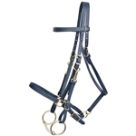 ****PHOTO SAMPLE*** $30 Navy Blue Beta Biothane with Green Thread Halter Bridle with Bit Hangers Headstall - Horse Size