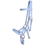 ****PHOTO SAMPLE*** $30 Periwinkle Blue Beta Biothane with Green Thread Sidepull Headstall - Horse Size