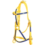 ****PHOTO SAMPLE*** $25 Sunflower Yellow Beta Biothane War Bridle Headstall with Dark Blue Overlay - Horse Size