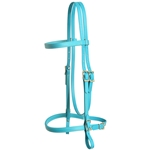 ****PHOTO SAMPLE*** $25 Aqua Blue With Yellow Thread Beta Biothane English Bridle Headstall - Horse Size