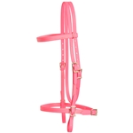 ****PHOTO SAMPLE*** $25 Bubblegum Pink Beta Biothane with Yellow Thread English Headstall - Horse Size