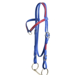 ****PHOTO SAMPLE*** $20 Royal Blue Beta Biothane with Red overlay Center Ring Browband Western Headstall - Horse Size