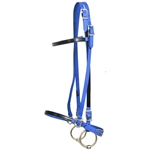 ****PHOTO SAMPLE*** $20 Royal Blue Beta Biothane with Black Overlay Icelandic Bridle Headstall - Horse Size