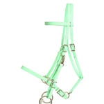 ****PHOTO SAMPLE*** $30 Mint/Seafoam Green with Yellow Thread Halter Bridle with Bit Hangers Headstall - Horse Size