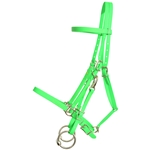 ****PHOTO SAMPLE*** $30 Lime Green Beta Biothane with Yellow Thread Halter Bridle with Bit Hangers Headstall - Horse Size