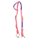 ****PHOTO SAMPLE*** $15 Bubblegum Pink Beta Biothane with Dark Blue Overlay One Ear Western Headstall - Horse Size
