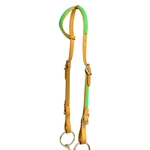 ****PHOTO SAMPLE*** $15 Gold Beta Biothane with Light Green Overlay One Ear Western Headstall - Horse Size