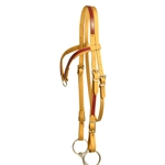 ****PHOTO SAMPLE*** $15 Gold Beta Biothane with Maroon Overlay Western Bridle with Center Ring Browband Headstall - Horse Size