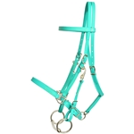****PHOTO SAMPLE*** $30 Turquoise Beta Biothane with Yellow Thread Halter Bridle Headstall with Bit Hangers - Horse Size