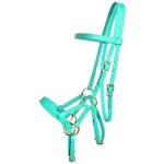 ****PHOTO SAMPLE*** $30 Turquoise Beta Biothane with Yellow Thread Sidepull headstall - Horse Size