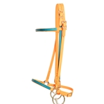 ****PHOTO SAMPLE*** $15 Mango Orange Beta Biothane with Teal Overlay Icelandic Bridle Headstall - Horse Size