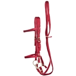 ****PHOTO SAMPLE*** $20 Burgundy Nylon English Bridle & Matching Reins - Horse Size