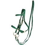 ****PHOTO SAMPLE*** $25 Hunter Green Nylon Halter Bridle with Bit Hangers and Matching Reins - Horse Size