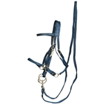 ****PHOTO SAMPLE*** $25 Navy Blue Nylon Halter Bridle with Bit Hangers and Matching Reins - Horse Size