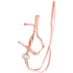 ****PHOTO SAMPLE*** $15 Soft Pink Nylon Halter Bridle with Bit Hangers and Matching Reins - Horse Size