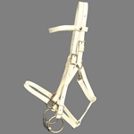 ****PHOTO SAMPLE*** $30 White Beta Biothane with Yellow Thread Quick Change Halter Bridle Headstall - Horse Size