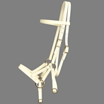 ****PHOTO SAMPLE*** $30 White Beta Biothane with Yellow Thread Sidepull Headstall - Horse Size