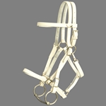 ****PHOTO SAMPLE*** $30 White Beta Biothane with Silver Metallic Leather Padding Quick Change Halter Bridle Headstall - Cob Size