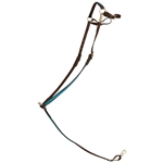 ****PHOTO SAMPLE*** $25 Dark Brown Beta Biothane with Turquoise Overlay English Breast Collar - Horse Size