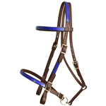 ****PHOTO SAMPLE*** $25 Dark Brown Beta Biothane with Dark Blue Overlay Picnic Bridle Headstall - Horse Size