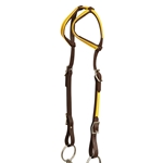****PHOTO SAMPLE*** $25 Dark Brown Beta Biothane with Yellow Overlay 2 Ear Western Headstall - Horse Size